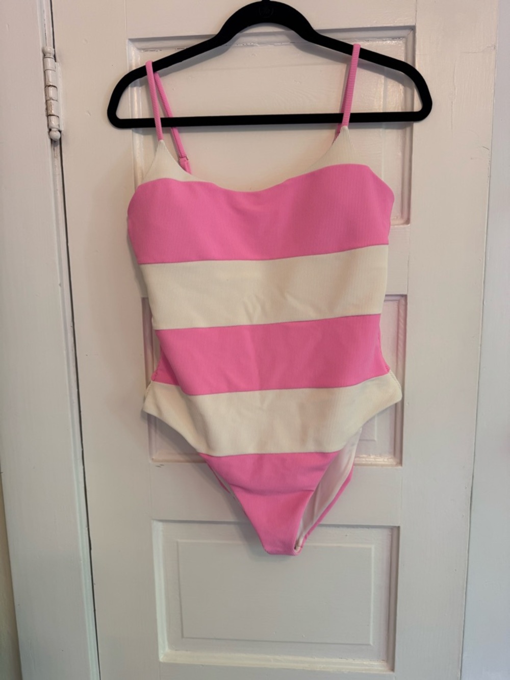 Beach Riot Pink and Cream Striped One-Piece Swimsuit